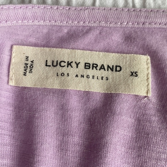 Lucky Brand 🍀 lilac blouse with balloon sleeves. Eyelet edging on faux wrap. XS - Picture 7 of 11